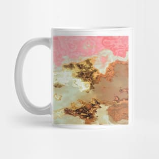 gold pink beige brown grey white abstract marbled painting Mug